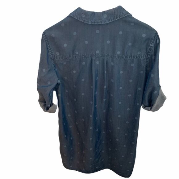 Anthro Cloth & Stone Dot Chambray Shirt Dress - Picture 2 of 3